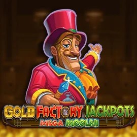 Gold Factory Jackpots Mega Moolah by Aurum Signature Studios, showcased at casinoinstant.eu.com – game logo